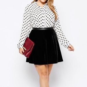 Junarose Black Velvet Skirt w/Leather Band (18)